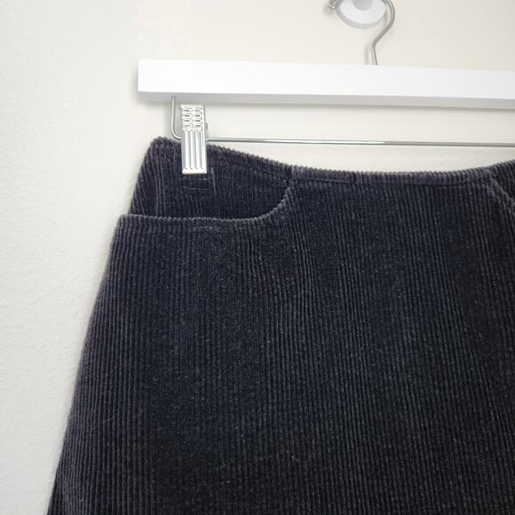 Vintage 90s Clothes Circuit Black Corduroy Mini Skirt High Waisted Whimsygoth 2 - Picture 2 of 8
